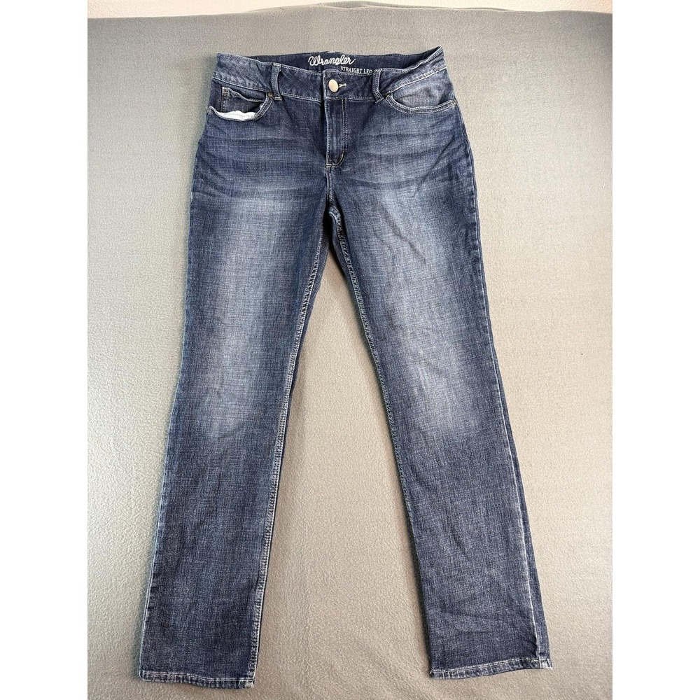 Wrangler Straight Leg Jeans Juniors 13/14 X 34 Med Wash Blue Stretch Denim